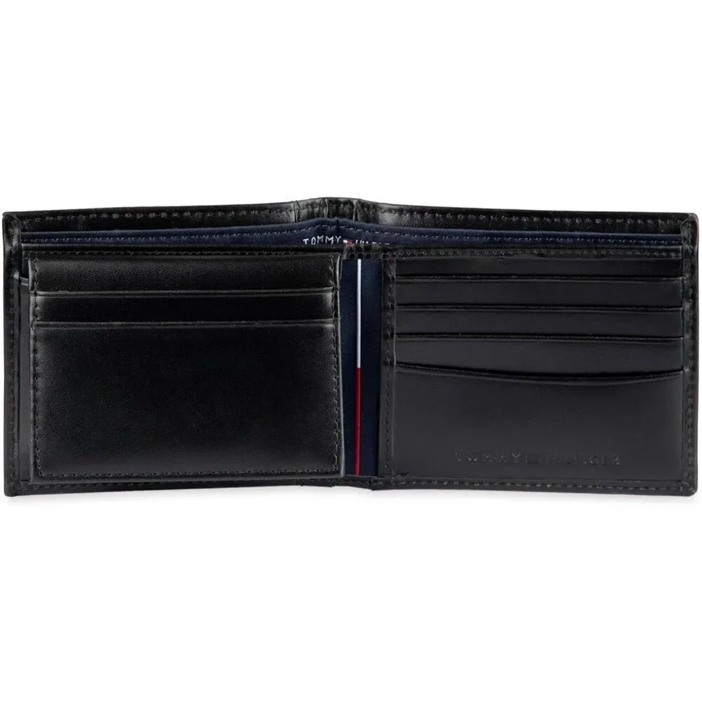 🆕Men Black Leather Wallet Slim Bifold with Credit Card Pockets and Removable ID